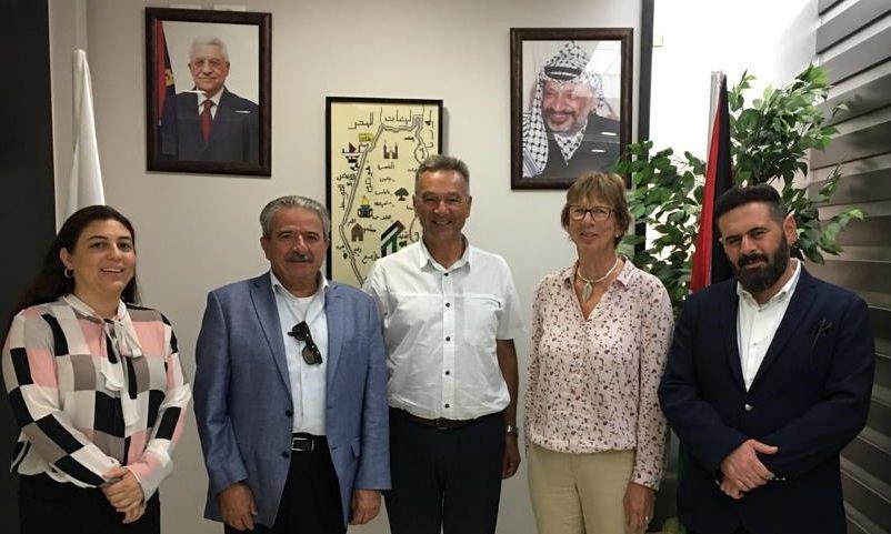 (left-to-right) are Miriam Abu Ein, Bassam Rabat, Chris Greenwood, Mary Short and Moh’d Abdeen